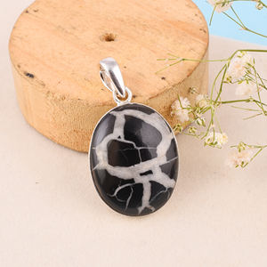 Piedra preciosa de forma ovalada septariana Natural, colgante de Plata de Ley 925, colgante de moda para aniversario de boda o regalo - Product Image 4