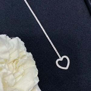 925 Sterling Sier Acero inoxidable mujer elegante delicado declaración diamante pulsera 18K tenis pulsera corazón Lo plateado joyería - Product Image 2