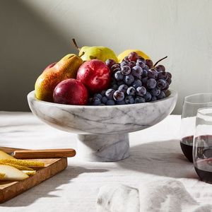 Bol de service en marbre naturel fait main avec finition polie idéal pour servir des salades, des fruits ou des collations avec style - Product Image 3