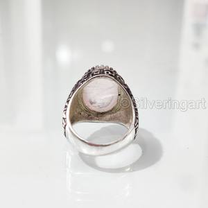 Bague en argent sterling 925 pour homme, en quartz rose naturel, pierre de naissance d'avril, toutes tailles, bijoux de mariage arabes, vente en gros - Product Image 6