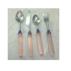 100% ensemble de couverts en acier miroir de qualité Standard avec poignée colorée ensemble de couverts poignée en résine couleur personnalisée - Product Image 2