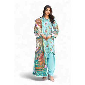 Conjunto de 3 Piezas de Salwar Kameez para Mujer, Estampado Digital, Algodón Khaddar y Tela Lawn, Estilo Casual Étnico Indio, Corte Regular SD-52165 - Product Image 6