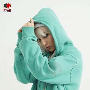 Sudadera con capucha cómoda de algodón y poliéster de gran tamaño para mujer, traje con logotipo bordado de invierno, bolsillo canguro - Product Image 3