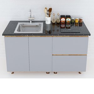 Gabinetes de Cocina Bajos Modernos de 1.4m, Madera Sólida con Madera de Caucho, Estilo Francés y Shaker, Tablero de MDF y Melamina, Tipo Isla TBD68011 - Product Image 4