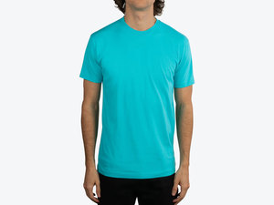 T-shirt imprimé à manches courtes vert pour homme, col rond, 100% coton, coupe classique, couleur unie, jersey tricoté 180g - Product Image 5