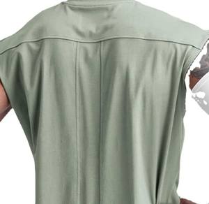 Haute qualité 100% coton sans manches décontracté rétro unisexe col rond tricoté sport gilet t-shirts - Product Image 5