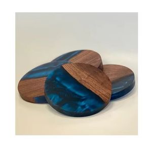 Posavasos redondos de resina y madera para vasos en posavasos de taza de té de tamaño personalizado para artesanía - Product Image 4