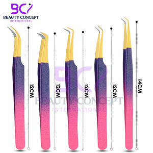 5 Pcs Eyelash Tweezers Set Comfort Grip Tweezers Best Selling Two Color Wholesale Price Coated Tweezers for Lash Extension - Product Image 4