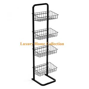 Fantaisie longue grande forme métal stockage seau panier légumes stockage organisation noir couleur poudre enduit debout fournitures - Product Image 2