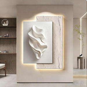 2025 minimalista negro-Blanco-gris LED luz lienzo Fondo porche pared pintura tridimensional sentido sala de estar decorativa - Product Image 3