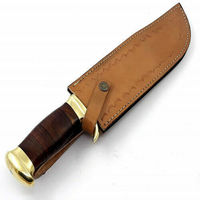 Couteau de chasse Bowie à lame droite de qualité industrielle en acier inoxydable - Personnalisé avec manche en cuir et étui en cuir véritable