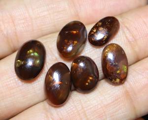 6. Pieza 23,00 quilates Ágata de fuego mexicana Cabujón liso Piedra preciosa suelta Ágata de fuego natural Cabujón Forma ovalada 11X8MM a 13X8MM - Product Image 3