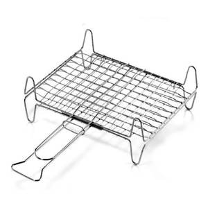 Polished Chrome A12737 Double <b>Mesh</b> Barbecue <b>Grill</b> with Steel Feet 37x27cm - Product Image 1