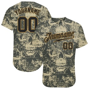 Camouflaged Skull Print Baseball Jersey Uniform Blank Custom Skull Fashion Wholesale Baseball <b>T</b>-<b>Shirts</b> Spandex/<b>Polyester</b> - Product Image 4
