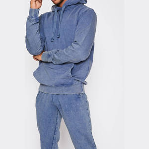 Chándal de felpa francesa con lavado ácido XL para hombre, ropa de calle personalizada, Sudadera con capucha, pantalones de chándal, detalle de diamantes de imitación, pantalones cortos de invierno del fabricante - Product Image 4