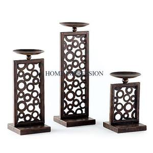 Bougeoirs grands en bois naturel et métal bougeoirs décoratifs pour table d'hôtels et de restaurants pour accessoires éclaircissants - Product Image 1