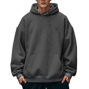Men's Winter Hoodie 100% Cotton 480 GSM Solid Loose Fit Silk Screen Printed Washed causal style with customize logo design - Product Image 2