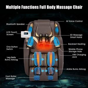 Fauteuil de massage complet avec gravité, massage Shiatsu, inclinable, avec rouleaux pour les pieds, airbags, thérapie chauffante, haut-parleur Bluetooth, accès rapide - Product Image 4
