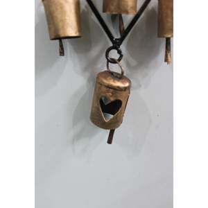 Handmade Recycled Iron Metal Crafts Vertical Pattern Wind <b>Chime</b> with Hearts and <b>Bells</b> - Product Image 5