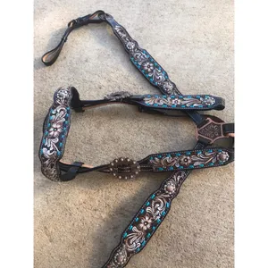 Hot Selling 100% Cow Leather Hand Printed One Ear Headstall Set With Breast Collar & Wither Strap Manufacturer