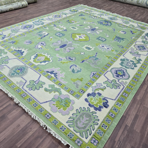 พรมขนสัตว์ชั้นดีขนาด3X5ฟุตสีขาวถักด้วยมือแบบนามธรรมสำหรับห้องนั่งเล่นหรือห้องรับประทานอาหาร - Product Image 1