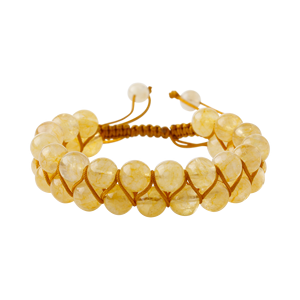 8mm <b>Citrine</b> Double Row Macrame Natural Stone <b>Bracelet</b> - Product Image 1