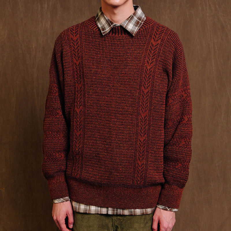 OGARP Korea Vintage Mixpattern Wool/Nylon Pullover Knit Brown
