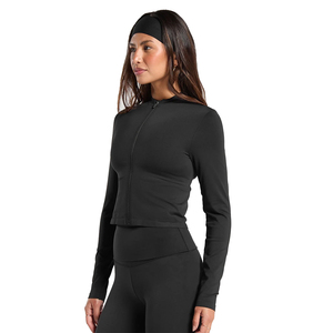 เสื้อแจ็คเก็ตออกกำลังกายแขนยาวสำหรับผู้หญิงแจ็คเก็ตโยคะระบายอากาศได้ลายพื้นมีซิปคอตั้งชุดออกกำลังกาย1ชิ้น - Product Image 3