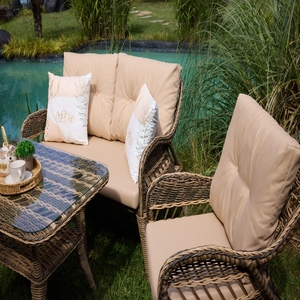 ชุดเฟอร์นิเจอร์หวายสำหรับสวนชุดลานนั่งกลางแจ้งหรูหราทันสมัย - Product Image 4