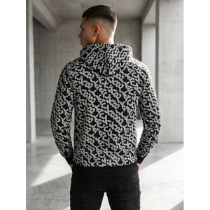 Sudadera con Capucha de Felpa Francesa para Hombre, Color Sólido, con Bordado 3D, Estilo Urbano, Etiqueta Personalizada, Tallas XXS-XL, Negro/Gris - Product Image 4