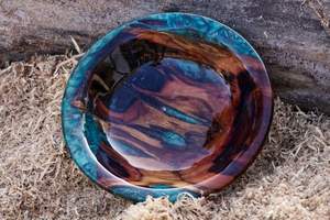 ชามสลัดทำจากไม้และเรซินทำด้วยมือทำจากไม้ธรรมชาติของตกแต่งที่ไม่เหมือนใครสำหรับใช้ในบ้านและร้านอาหาร - Product Image 6