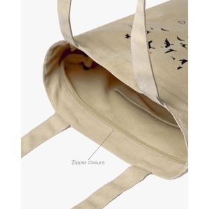 Sac fourre-tout Birdsong City en cuir PU avec fermeture éclair, doublure en coton, couleur unie brodée, pour toutes les saisons - Product Image 2