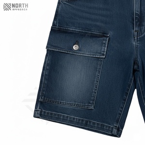 กางเกงยีนส์ขาสั้นโอเวอร์ไซส์ผู้ชายผ้าโพลีเอสเตอร์/ ผ้าฝ้ายวินเทจแบบผูกเชือกกลางลำลองฤดูร้อน - Product Image 5