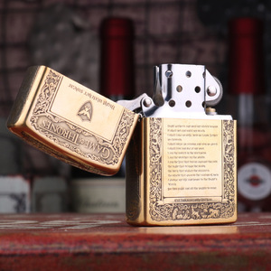 Briquet à kérosène en laiton, 16 trous coupe-vent, roue à silex, vintage, gravé, rechargeable, en métal, logo personnalisé, cadeau, vente en gros - Product Image 4
