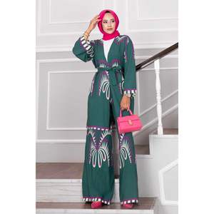 Traje de 2 piezas de viscosa estampado de Palma caqui - Product Image 1