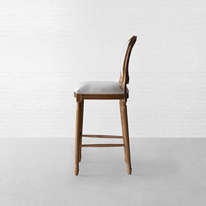 Trona moderna y lujosa de madera maciza personalizada con respaldo redondo para muebles de hotel para sala de estar - Product Image 3