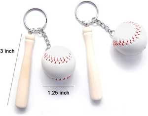 Porte-clés de batte de softball écologique imperméable au design dernier cri, thème sportif, souvenir d'équipe, mini porte-clés en bois, cadeau miniature - Product Image 2