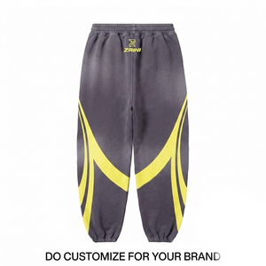 Pantalones Deportivos ZAINI ZI-107, 320 GSM, Sarga, Gris con Paneles Laterales Amarillos, Secado Rápido, Transpirables, Ecológicos, Ligeros, Pliegues Delanteros, OEM - Product Image 2