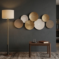 Ensemble d'art mural rond en métal Mandala Bohème, disques texturés or, blanc et gris, sculpture murale suspendue, décoration murale moderne pour la maison