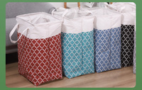 Panier à linge pliable en tissu rayé avec poignée extensible pour le rangement de linge sale, couettes, jouets, pour dortoir et usage familial
