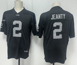 Maillots de football américain de haute qualité # 2 JEANTY Raiders Numéros Noms Courts en Coton Biologique/Polyester Unisexe pour Femmes Hommes - Product Image 1
