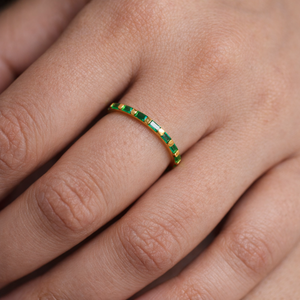 Emerald Cut Zircon <b>Couple</b> <b>Ring</b> Gold Plated Fine Geometric Jewelry - Product Image 2