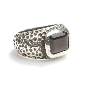 Bague rectangulaire pour homme en argent sterling 925 avec pierre grenat taille princesse, bijoux raffinés pour le quotidien, ornée de turquoise principale - Product Image 2