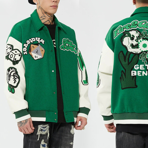 แจ็คเก็ตเบสบอลแบบวาร์ซิตี้สำหรับผู้ชาย แบบขายส่ง OEM ผลิตตามสั่ง พร้อมปักลาย - Product Image 2