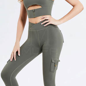 Ensembles de yoga fitness pour femmes les plus vendus Leggings et shorts sans couture à motif solide de qualité pour adultes - Product Image 6
