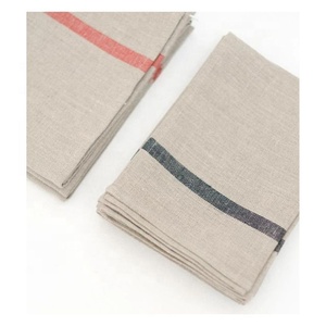 Beige Stiped Digital Printed Linen 100% Organic Cotton GOTS Certified Moisture Wicking Household <b>Kitchen</b> Gadgets Wash Clothes - Product Image 2