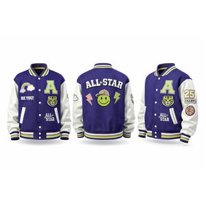 เสื้อแจ็คเก็ตสไตล์วาร์ซิตี้ปักลายเชนิลล์แบบสตรีทแวร์สำหรับผู้ชายและผู้หญิง รับผลิตแบบ OEM/ODM ดีไซน์ด้านหน้ากันน้ำ - Product Image 2