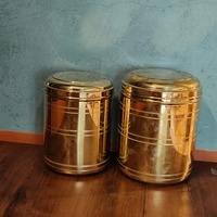 Juego de Recipientes de Almacenamiento Metálicos Dorados, Contenedores Cilíndricos Clásicos con Diseño de Líneas Grabadas al Mejor Precio - Product Image 4