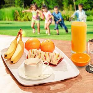 <b>Serving</b> <b>Tray</b> <b>With</b> <b>Handles</b> Large Rectangle Melamine <b>Serving</b> Platter Set of 2 White <b>Serving</b> <b>Tray</b> <b>Handles</b> Rectangle Party Bar - Product Image 4