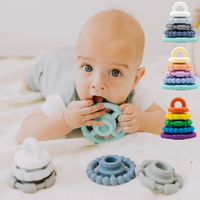 Anneaux empilables en silicone éducatifs Kimkai, arc-en-ciel, Montessori, empilables sensoriels, légers, pour les enfants de 2 à 4 ans